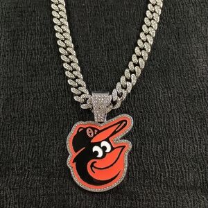 Baltimore Orioles 20 Inch Necklace Pendant Cuban Chain Link MLB Baseball Hip Hop